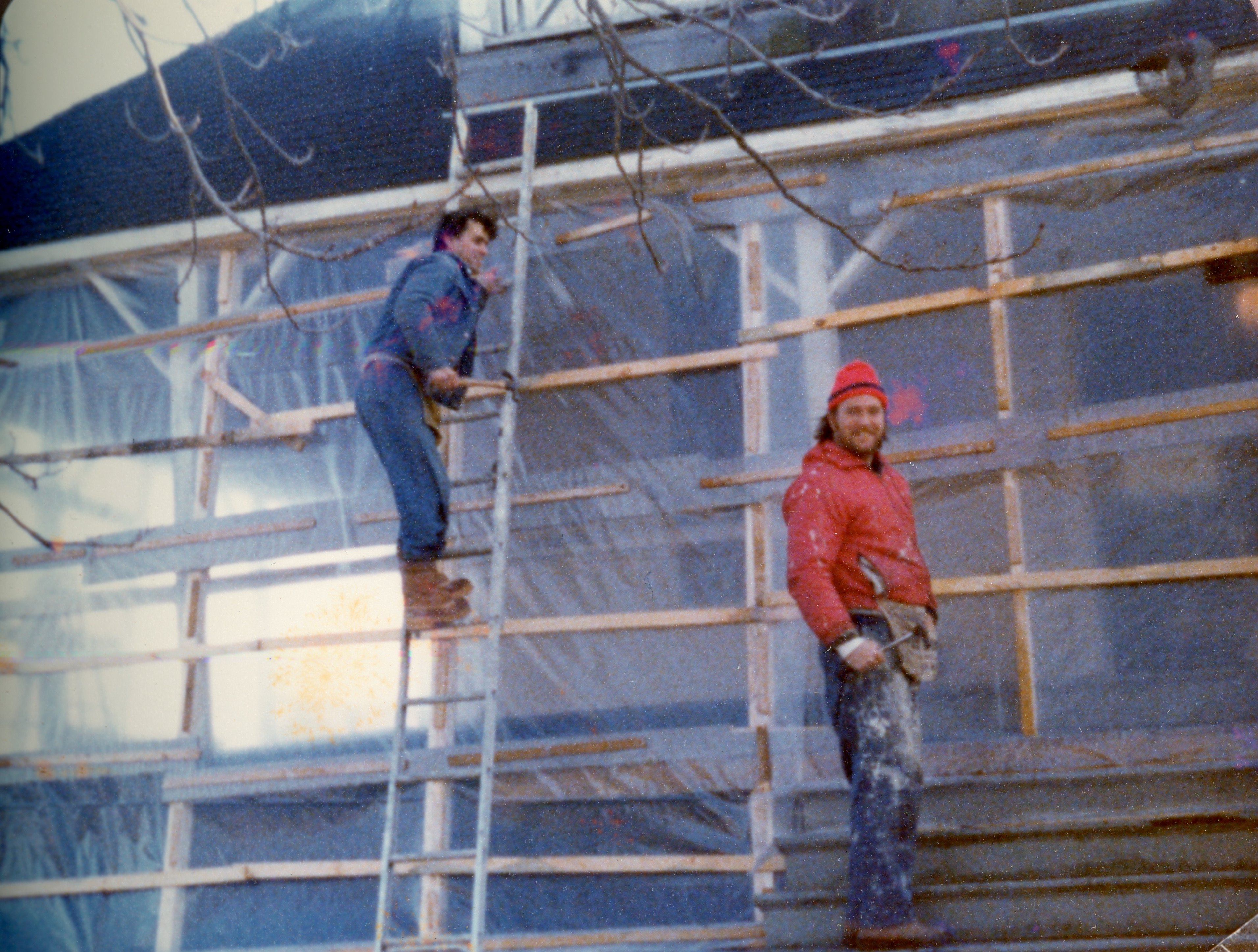 Steven Walsh and Sean O’Gane repairing Fifth Maine Museum porch in 1978
